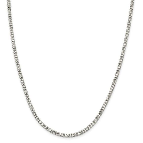 3.5mm Rhodium-plated Sterling Silver Solid Curb Chain Necklace, 22 In - Picture 2 of 7